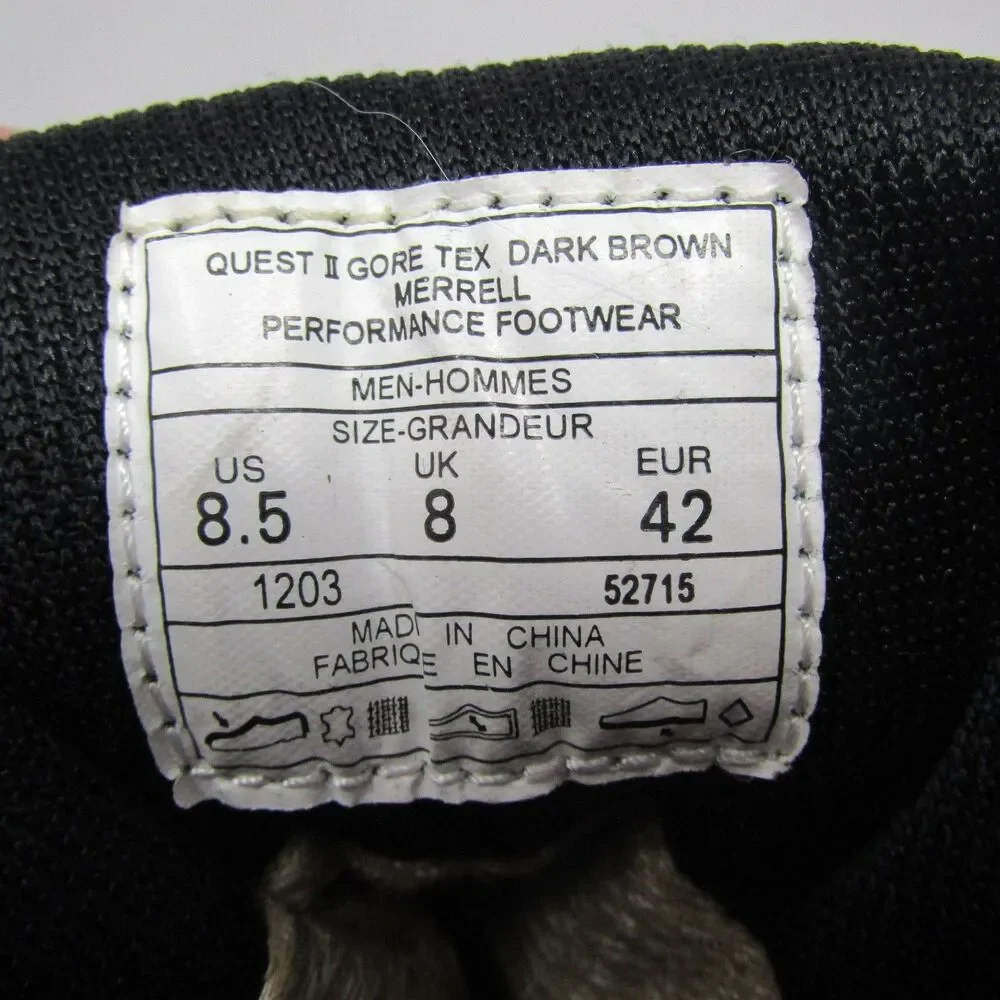 Merrell Quest II Gore-Tex Hiking Boots Men's US 8.5 UK 8 EU 42 Brown Vibram